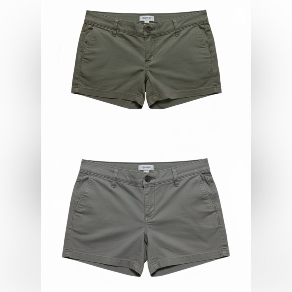 Old Navy Girls Plus Size 14 Khaki Shorts Olive Green & Gray Chino preppy casual